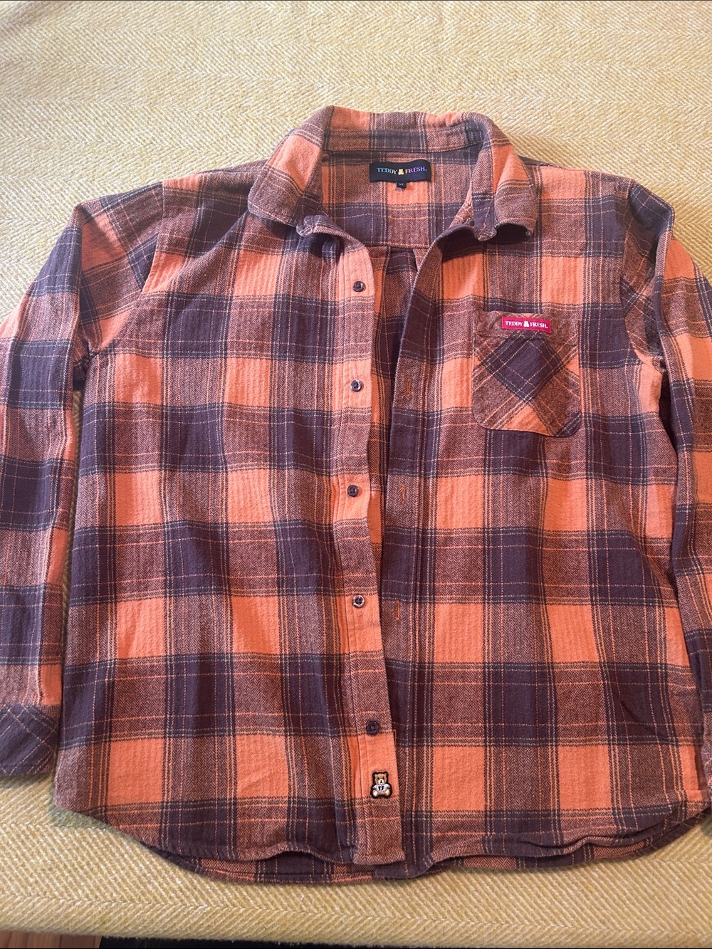 Teddy Fresh Orange and Brown Plaid Button-Down Shirt